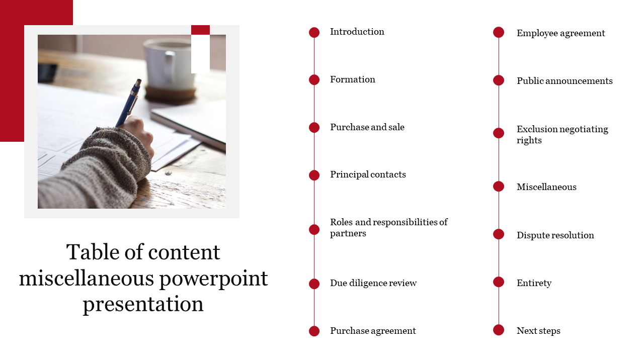 Table of content miscellaneous powerpoint presentation